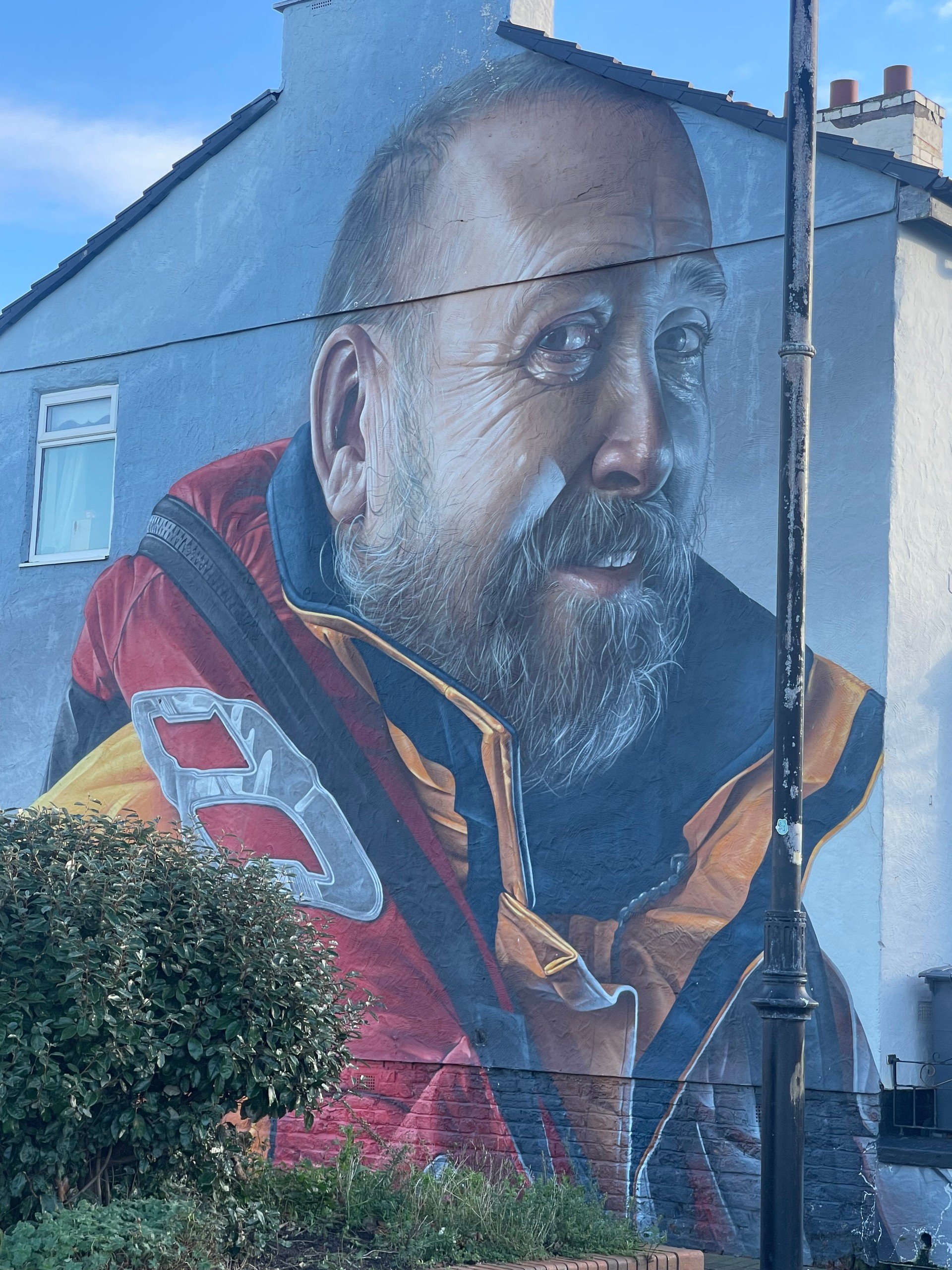 A mural of an RNLI lifeguard in Liverpool.