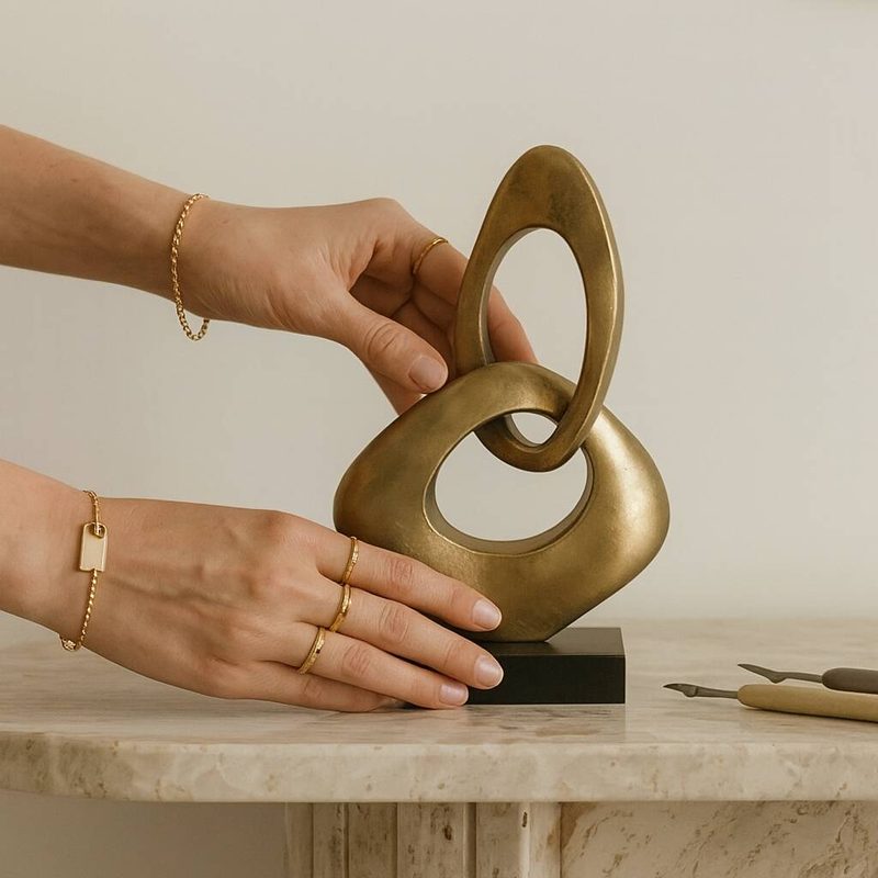 Styling a sculptural ornament during the staging installation