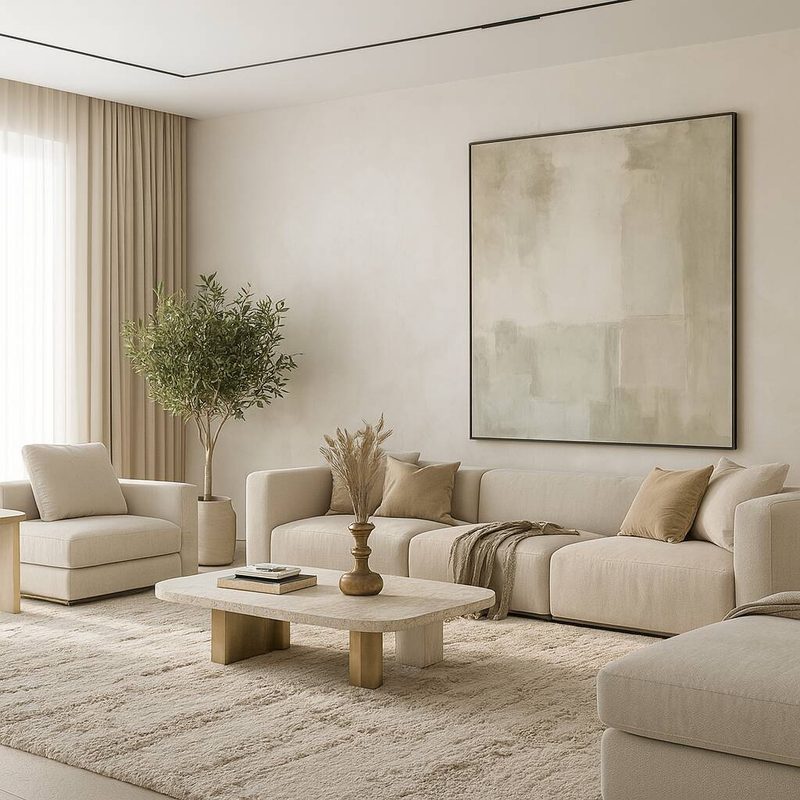 Finished, beautifully styled living room ready for viewings